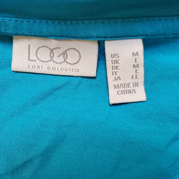 LOGO by Lori Goldstein Blue 3/4 Sleeve Tunic Size M - Picture 3 of 4